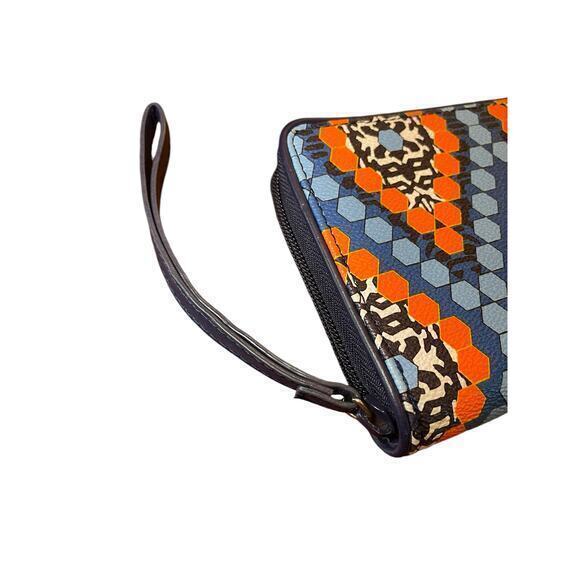 Vera Bradley Marrakesh Beads‎ Large Blue Orange Zip Card Travel Wallet/Wristlet - Picture 3 of 8